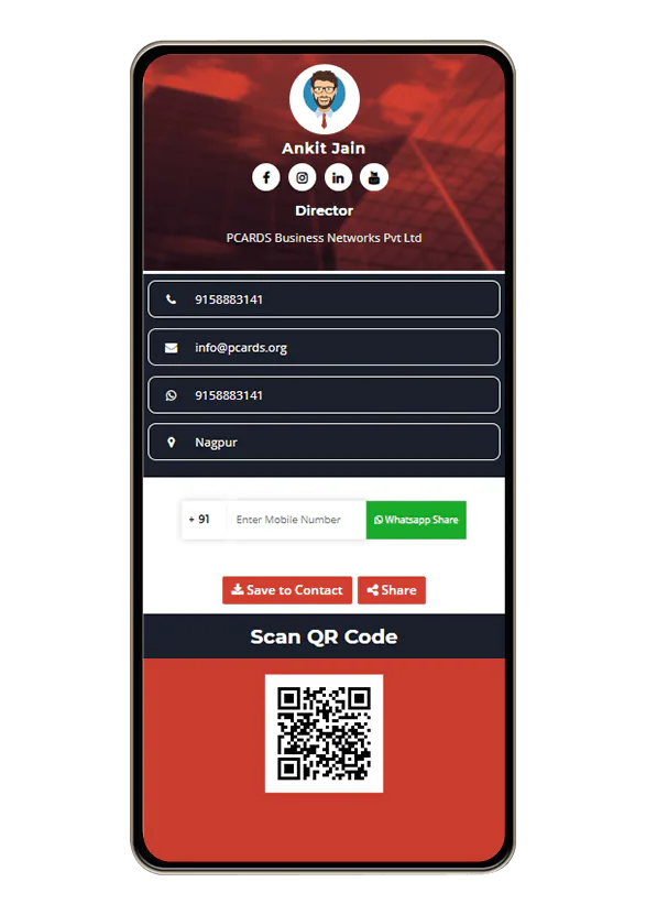 Digital business card preview